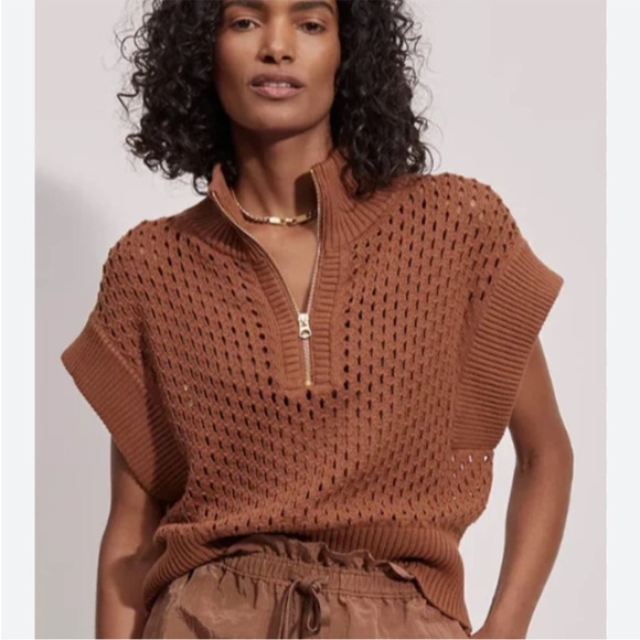 Varley Tops - Varley Gaines Half Zip Knit in Rawhide